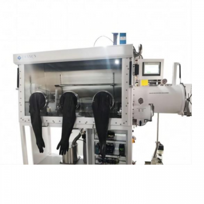 กล่องถุงมือสูญญากาศแบบด้านเดียวสำหรับห้องปฏิบัติการ (1500×750 มม.) สามถุงมือพร้อมระบบฟอก H2O และ O2